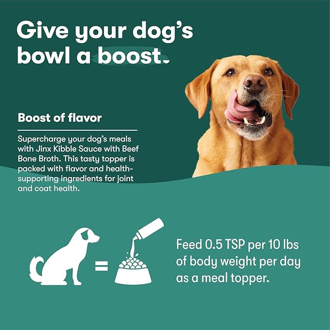Jinx Kibble Sauce for Dogs - Premium Dog Food Kibble Topper Sauce & Flavor Booster Made with Chicken Bone Broth - All-Natural Ingredients, No Additives or Fillers - 12 Oz (Pack of 2)