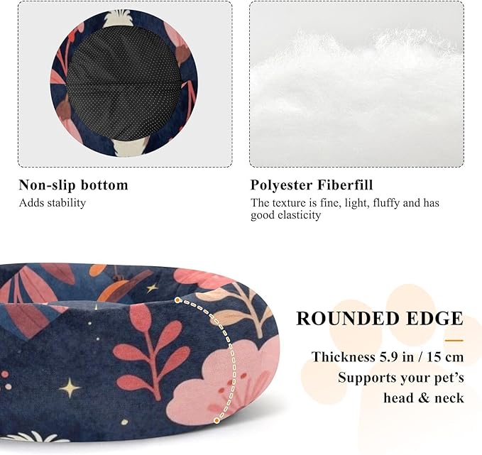 Pet Cat Bed Anti-Slip fluffier Dog & Cat Cushion for Extra Small Size Pets Supplies Puppy Night Floral
