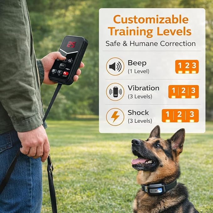 Wireless Dog Fence System for 2 Dogs, Electric Dog Fence with LCD Screen, Adjustable Warning Strength, Range 50-999ft, Rechargeable Wireless Pet Fence, Dog Perimeter Collar