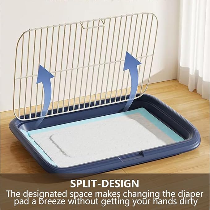 Dog Potty Tray with Guide Pillar, Large Indoor Pet Pee Pad Holder, Removable & Washable Puppy Training Toilet for Housebreaking Supplies Black