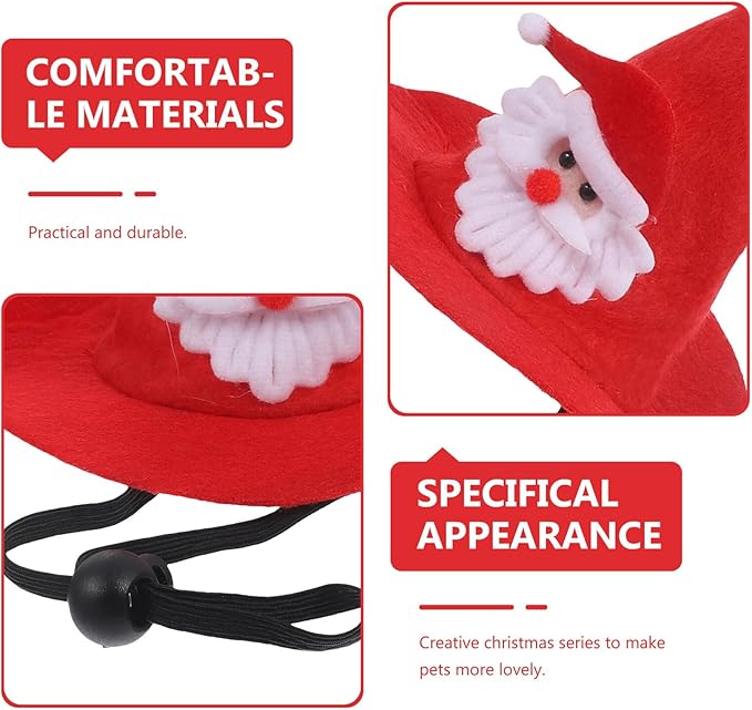 Amosfun Christmas Dog Hat and Pet Cosplay Headgear Knitted Santa Claus Cap Wear-Resistant for Cats and Dogs Holiday Party Supplies
