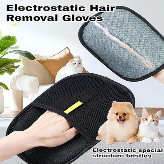 Pet Hair Remover Glove, Double-Sided Electrostatic Pet Hair Removal Gloves, Upgraded Reusable Cat & Dog Grooming Gloves for Clothing/Couch/Furniture/Car Seat Washing, Deshedding (1)