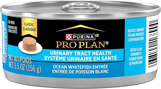 Purina Pro Plan Urinary Tract Cat Food Wet Pate,Urinary Tract Health Ocean Whitefish Entree - 5.5 oz. Cans,(Pack of 48)