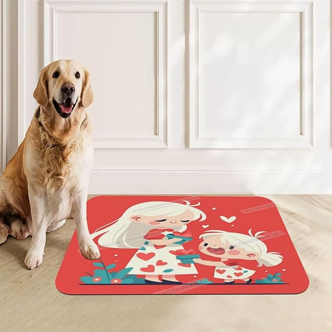 Pet Feeding Mat for Dogs Cats Happy Mother's Day Floral for Mom Cw Absorbent Dog Food Mat Non-Slip Waterproof Placemat Quick Dry Pet Supplies Bowl Mats