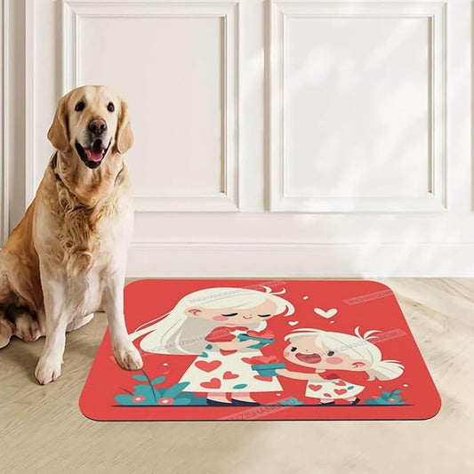 Pet Feeding Mat for Dogs Cats Happy Mother's Day Floral for Mom Cw Absorbent Dog Food Mat Non-Slip Waterproof Placemat Quick Dry Pet Supplies Bowl Mats