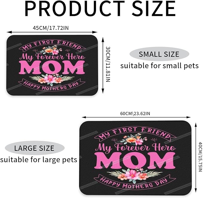 Pet Feeding Mat Absorbent Dog Mat for Food and Water Bowl Dog Accessories Happy Mother's Day Floral Gift for Mom Gj Pet Supplies Dogs Quick Dry Cat Water Dispenser Mats 24x16In