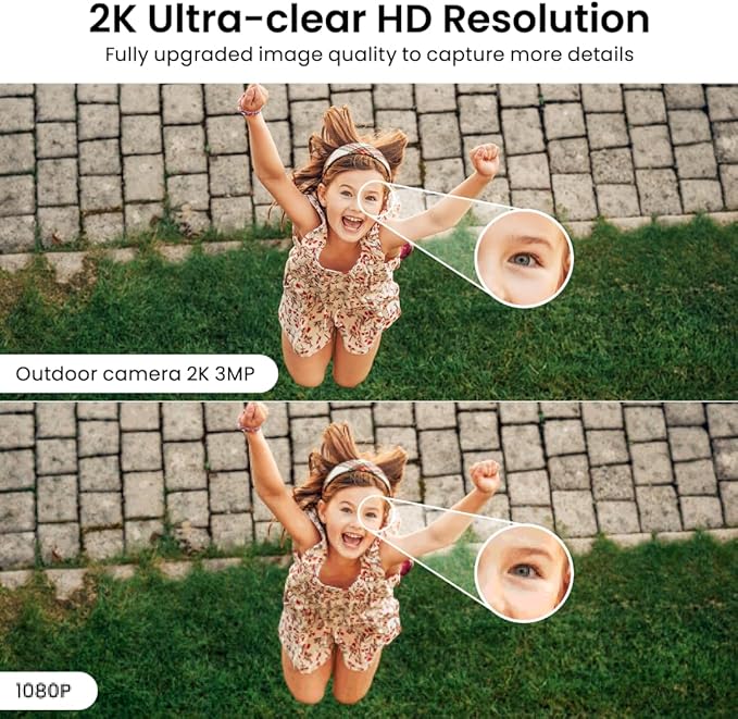 2K Cameras for Home Security-Outdoor/Indoor Camera for Dog/Cat/Pet/Nanny/Baby/Elderly, Color Night Vision, White Light, Siren, 24/7 SD Recordings, Works with Alexa, Plug in (C1-White-1pack-2.4G)
