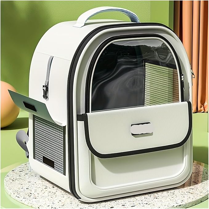 Compatible for Pet Backpack, Going Out Large Transparent Space Capsule Breathable Portable Bag Supplies(White)