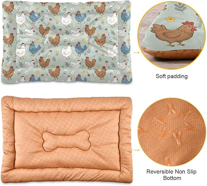 Dog Bed for Crate Washable Pet Sleep Pad, Country Style Kennel Mat with Non-Slip Bottom, Soft Fluffy Supplies Pet for Dogs and Cats (36x24 inch)