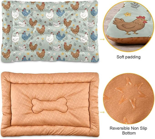 Dog Bed for Crate Washable Pet Sleep Pad, Country Style Kennel Mat with Non-Slip Bottom, Soft Fluffy Supplies Pet for Dogs and Cats (36x24 inch)