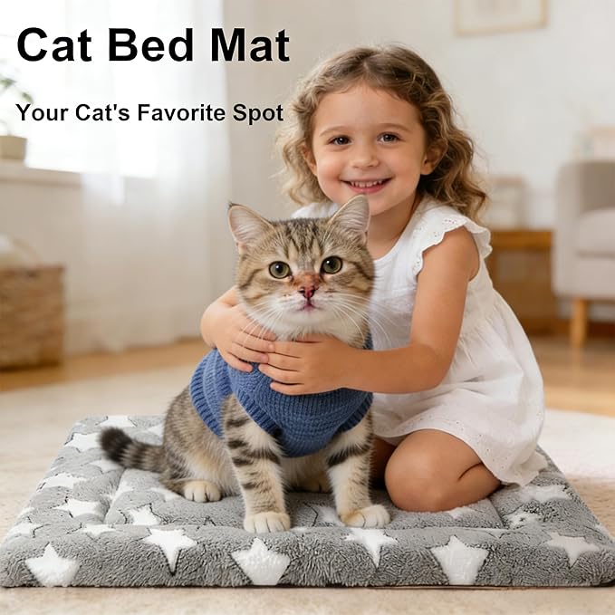 Dog Bed Mat - Soft and Comfortable Dog Kennel Cat Bed, Washable Dog Bed or Cat Bed, Suitable for Dog Crate Ped, Cat Cage BedGray, 18" L x 14" W x 1.5" Th