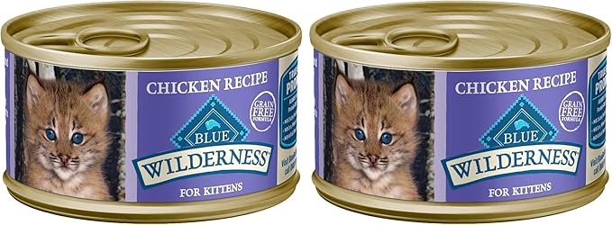 Blue Buffalo Wilderness High-Protein Grain-Free Wet Kitten Food,Chicken Paté Recipe,3-oz Cans,(Pack of 48)