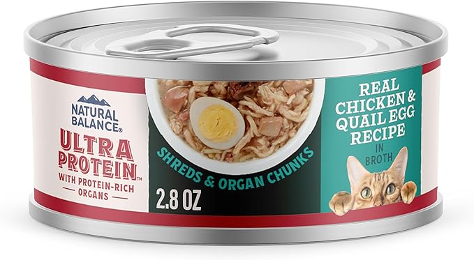 Natural Balance Ultra Protein Wet Cat Food, Chicken Recipe with Quail Egg in Broth, 2.8 oz (Case of 12)