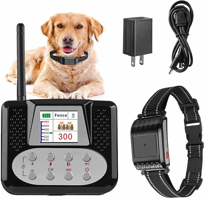 Wireless Dog Fence, Electric Dog Fence & Remote Training Collar 2 in 1, Vibration & Shock, IP67 Waterproof Receiver, 3 Modes, 2026 Pet Boundary Containment System for 1/2/3/4 Dogs,for1dog