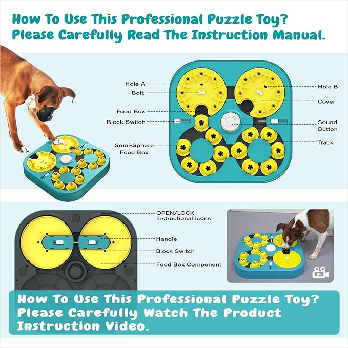 KADTC 5 Levels of Step-by-Step Challenge - 6 Ways to Play - U.S. Brand & Design - Extra-Large Size Beginner to Expert Dog Puzzle Toy for Smart Dogs Hard Puzzles Puppy Difficult Mental Stimulation Toys