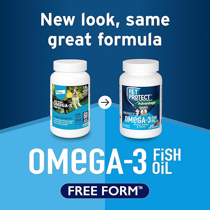 Free Form Snip Tips Omega-3 Fish Oil Liquid Supplement for Small Dogs and Cats, 60 Count (Pack of 2)