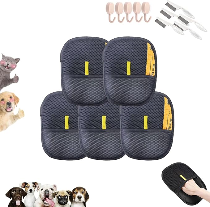 Pet Hair Removal Glove, Electrostatic Pet Hair Remover Glove, Cat Hair Remover Furniture, Pet Hair Remover Glove Pet Hair, Static Removal Gloves for Dogs, Cat (5PCS)