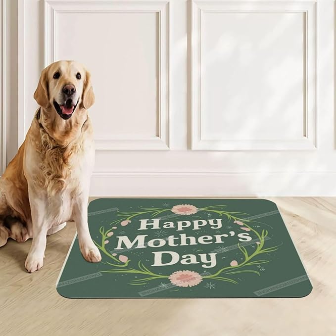 Pet Feeding Mat Happy Mother's Day Floral Gift for Mom Gl Absorbent Pet Placemat for Food Water Bowl with Waterproof Rubber Backing 18X12In Quick Dry Water Dispenser Mat Dog Cat