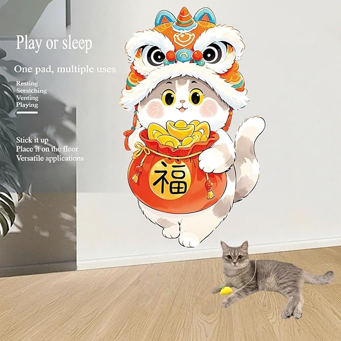 Wall Mounted Cat Scratching Pad with Back Adhesive - Self-Adhesive Cat Scratcher Board for Wall Door Sofa and Floor Use - Extra Large Durable Cat Scratcher Mat for Indoor Cats (Orange)