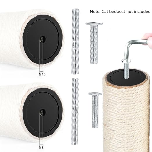 Replacement Screws for Cat Scratching Posts - M8 & M10 with Allen Key (4 Bolts & 4 Screws) - No Cat Scratching Post Included