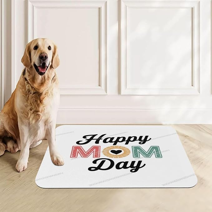 Pet Feeding Mat for Floors Waterproof Dog Mat for Food and Water Mom'S Happy Day Happy Mother's Day Floral Gift Mom Absorbent Quick Dry Non Slip Mats Cat Bowls 18X12In