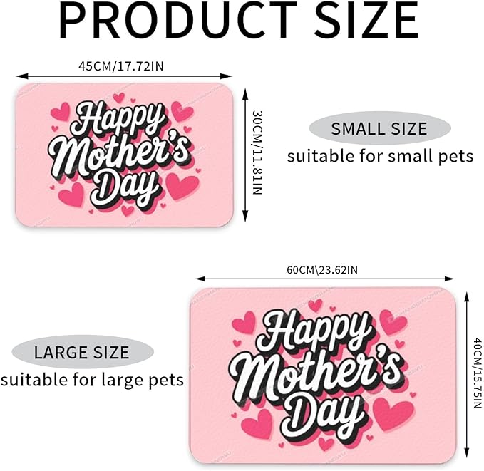 Pet Feeding Mat Absorbent Dog Mat for Food and Water Bowl Dog Accessories Happy Mother's Day Floral Gift for Mom Gv Pet Supplies Dogs Quick Dry Cat Water Dispenser Mats 18X12In