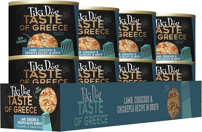 Tiki Dog Taste of The World Wet Dog Food, Greece Lamb, Couscous & Chickpea, 9 oz. Can (8 Count)