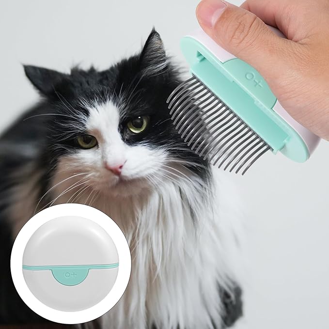 Cat Hair Removal Comb and Pet Grooming Brush 2-in-1 Shedding Tool Massage Function, Mint Green, Suitable for Cats, Pet Hair Cleaning and Deshedding