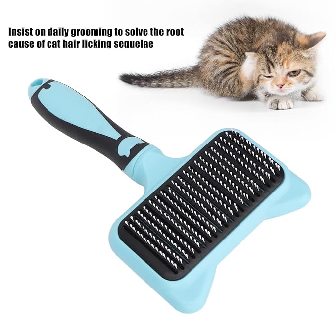 Cat Brush for Shedding, Cat Brushes for Indoor Cats, Cat Brush for Long or Short Haired Cats, Cat Grooming Brush Cat Comb for Pet Massage Removes Loose Hair and (Blue)