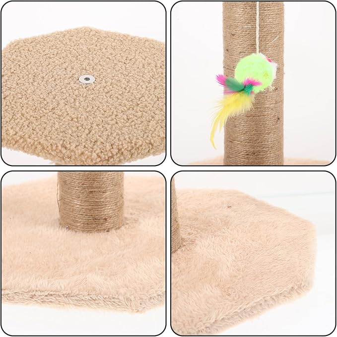 Cat Scratching Post and Claw Scratcher Pole with Hanging Ball, Small Sisal Vertical Scratching for Indoor Cats, Sturdy Household Kitten Scratcher for Daily Use