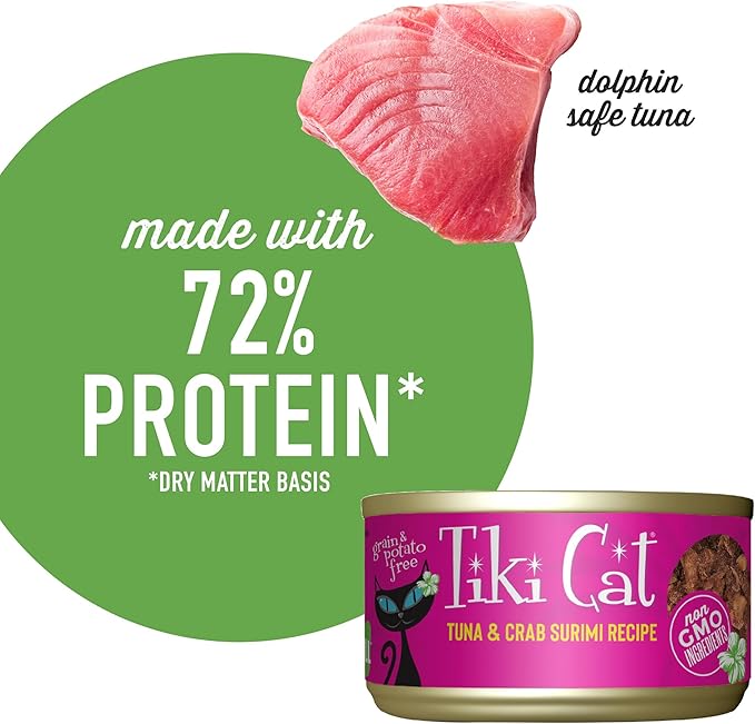 Tiki Cat Grill Wet Cat Food, Tuna & Crab Surimi, 2.8 oz. Cans (12 Count)