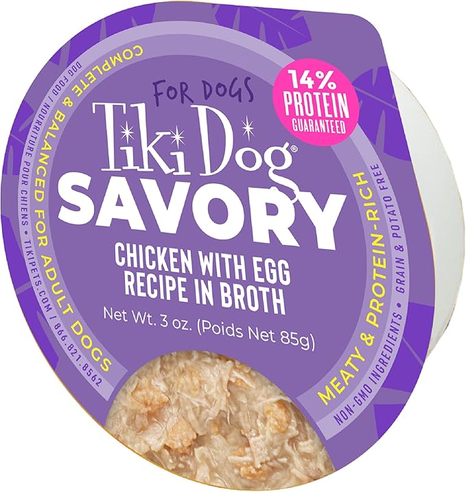 Tiki Dog® Savory Chicken with Egg Recipe in Broth, 3 oz Cup (4 Count)