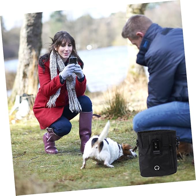 minkissy Dog Treat Training Pouch Portable Snack Bag Black 13x6x18cm Puppy Training Supplies Waist Pack for Outdoor Pet Treat Storage