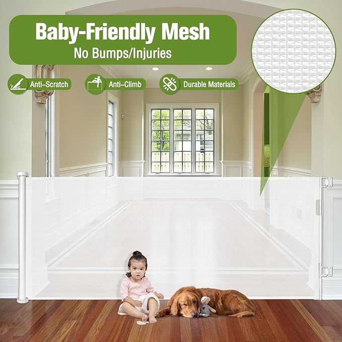 Extra Wide Baby Gate for Large Openings Retractable Baby Gates Indoor Outdoor Extra Long Dog Gate for Doorway Stair Gates for Kids or Pets Extra Large Dog Gate for Stairs