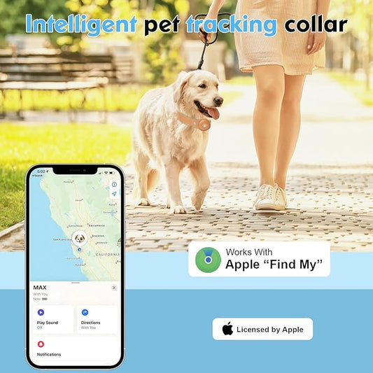 GPS Tracker for Dogs, 2 in 1 Pet Tracking Smart Collar (Only iOS), No Monthly Fee GPS Tracker Dog Collar, Real-time Location Comfortable PU Tracker Tag for Small, Medium Large Dogs(Locator Included)