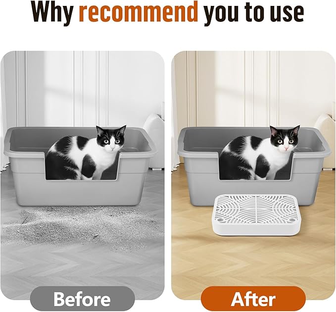 Cat Litter Box Ramp, Litter Box Step Mat with Filter Function for Self-Cleaning Cat Litter Box, Easy to Clean, Cats Pedal Step Stool Ideal for Kitten & Elderly Cats (White)