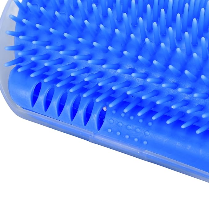 2PCS Self Grooming Cat Brush Interactive Toy Soft Cat Wall Corner Scratcher Massage Combs with Catnip (Blue)