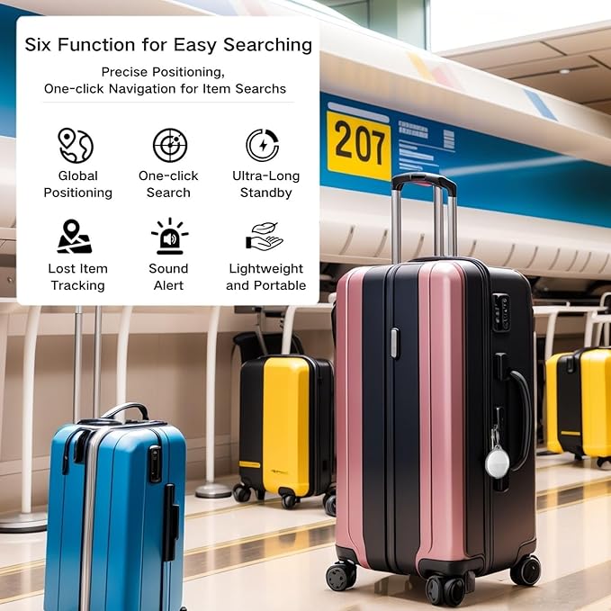 Smart Tracker | Bluetooth Luggage Tracker Works with Apple Find My (iOS Required), Keys Finder and Item Locator for Luggage, Backpack, Pets & Car | Replaceable Battery （Black）