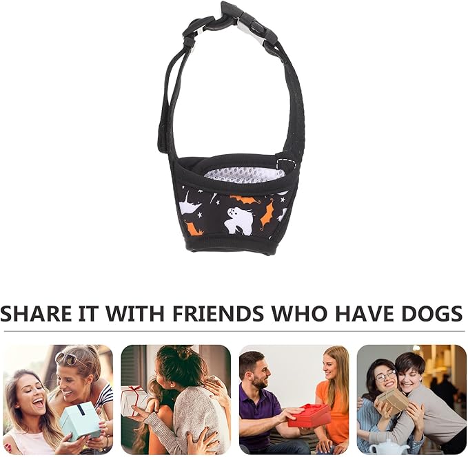 Adjustable Anti-Barking Dog Muzzle for Small Dogs Puppy Breathable Outdoor Mouth Cover Soft Protective Pet Supplies Muzzle Size M Black Pattern