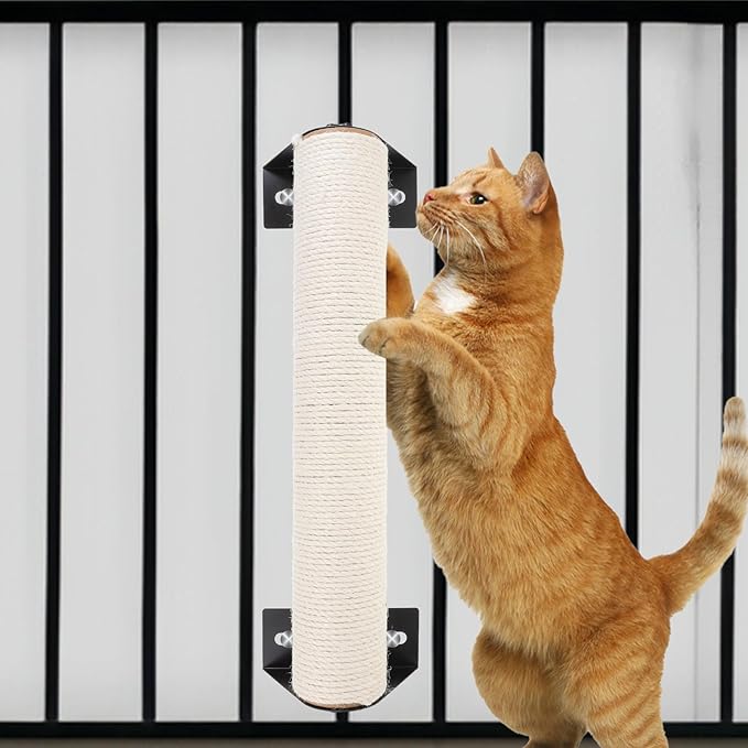 SUPVOX Cat Scratching Post Wall Mounted 2-in-1 Cage with Sisal Rope 7x40cm Wear-Resistant Kitten Scratcher for Indoor Pet Cats Daily Use