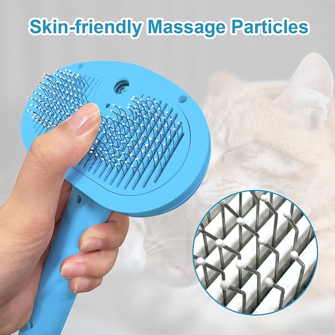Cat & Dog Brush Set - Indoor/Outdoor Steam Brushes for Shedding Pets - Blue