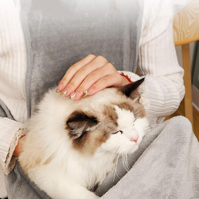 Cats Holding Carriers Velvets Aprons Slings Accompany Bag Indoor Use Smock with Pocket Cats for Nail Cutting