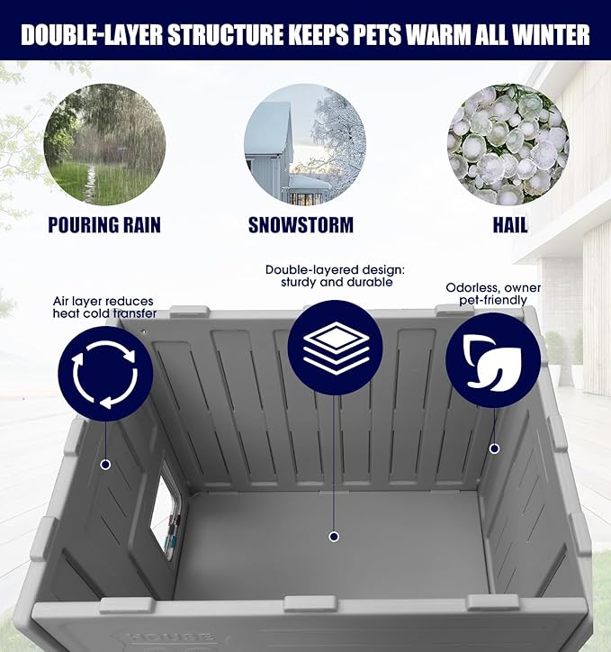 Plastic Cat House Outdoor & Indoor, Feral Cat Houses with Escape Door, Waterproof Outdoor Cat Shelter for Feral Stray Cat Kitty, Assemble Easily