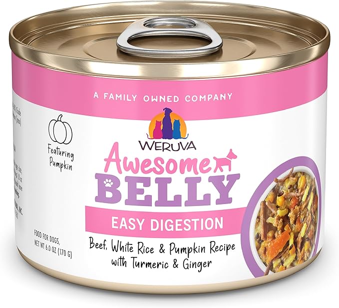Weruva Awesome Belly Wet Dog Food, Beef & White Rice, 6oz Can (Pack of 8)