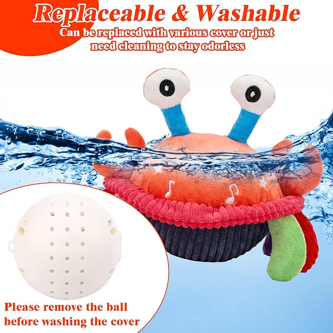 Mity rain Interactive Dog Toys Crab with Thicken Plush, Moving Dog Toy with Recording Mode Shaking & Singing Mode Bouncing, Funny Ball Jumping to Keep Them Busy and Chase, Rechargeable