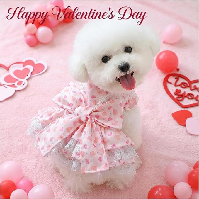 Genérico Puppy Dress - Breathable, Pink and Adjustable - Medium Dog Dress, Puppy Clothes, for Doggie | for All Breeds Daily Use Outdoor Walk Photo Shoot Summer