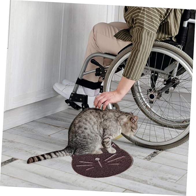 IMIKEYA 1pc Cat Litter Mat Non- Grinding Cushion Cat Pattern and Gentle Material Splash Design for Easy Cleaning Brown