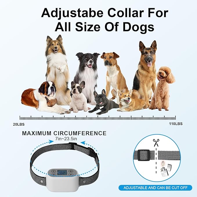 GPS Wireless Dog Fence System with App Control - No Subscription & No Wire, up to 984 FT IPX7 Waterproof Electric Pet Containment Collar with Beep/Vibration/Shock, Support up to 5 Dogs(White)