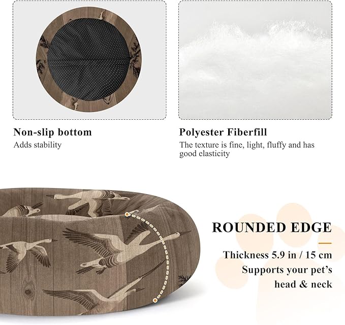 Pet Dog Beds Removable & Washable fluffier Orthopedic Dog Bed for Small Size Pets Supplies Flock Bird Pattern