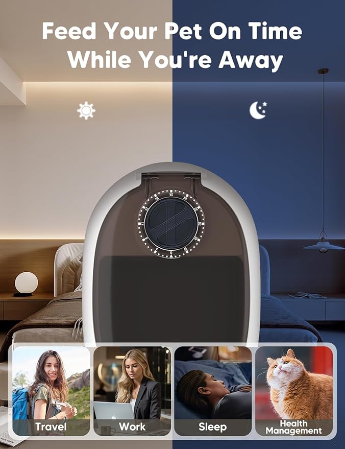 WOPET Automatic Cat Feeder – 48H Programmable Pet Feeder, Ice Pack to Keep Fresh for Yogurt & Canned Meals – Perfect for Cats, Kittens & Small Dogs